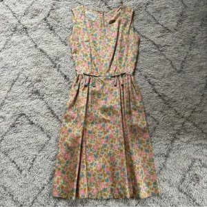 Vintage 50s / 60s Silk Floral Dress with Bows